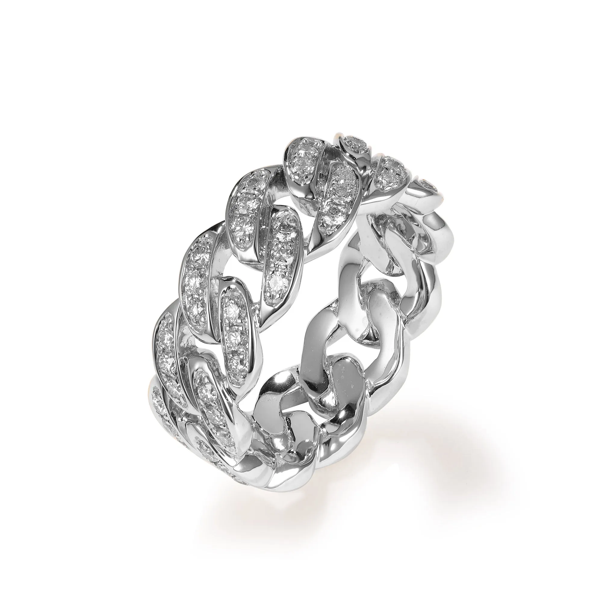 Orchid Gems Iced Out Diamond Cuban Link Ring