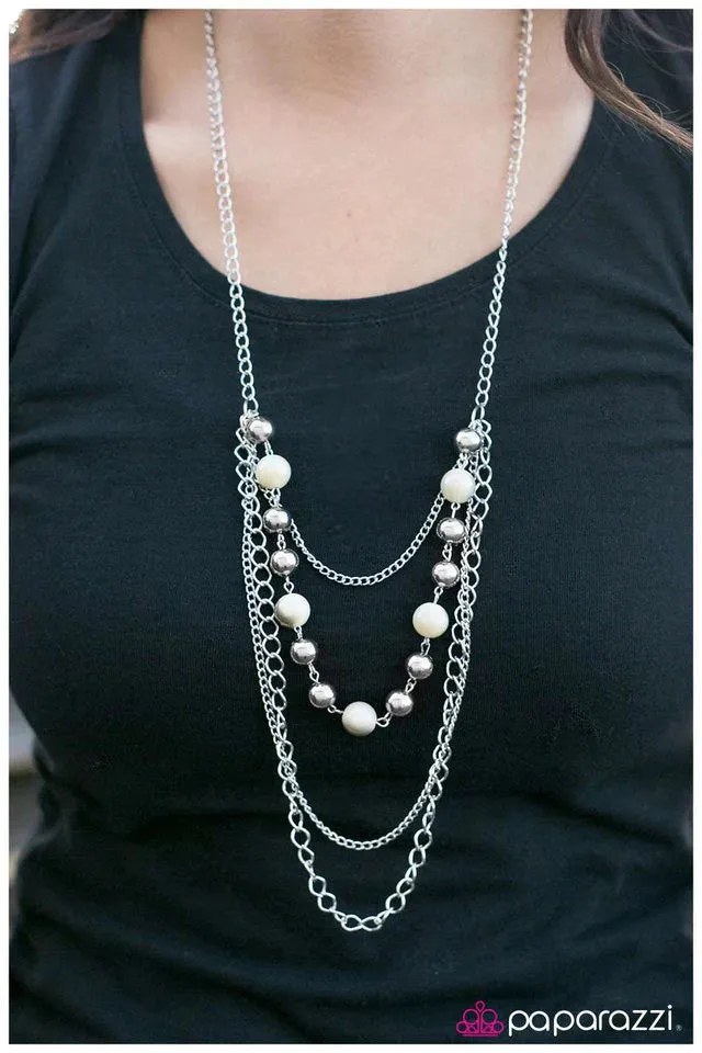 Paparazzi Necklace ~ Betwixt - White