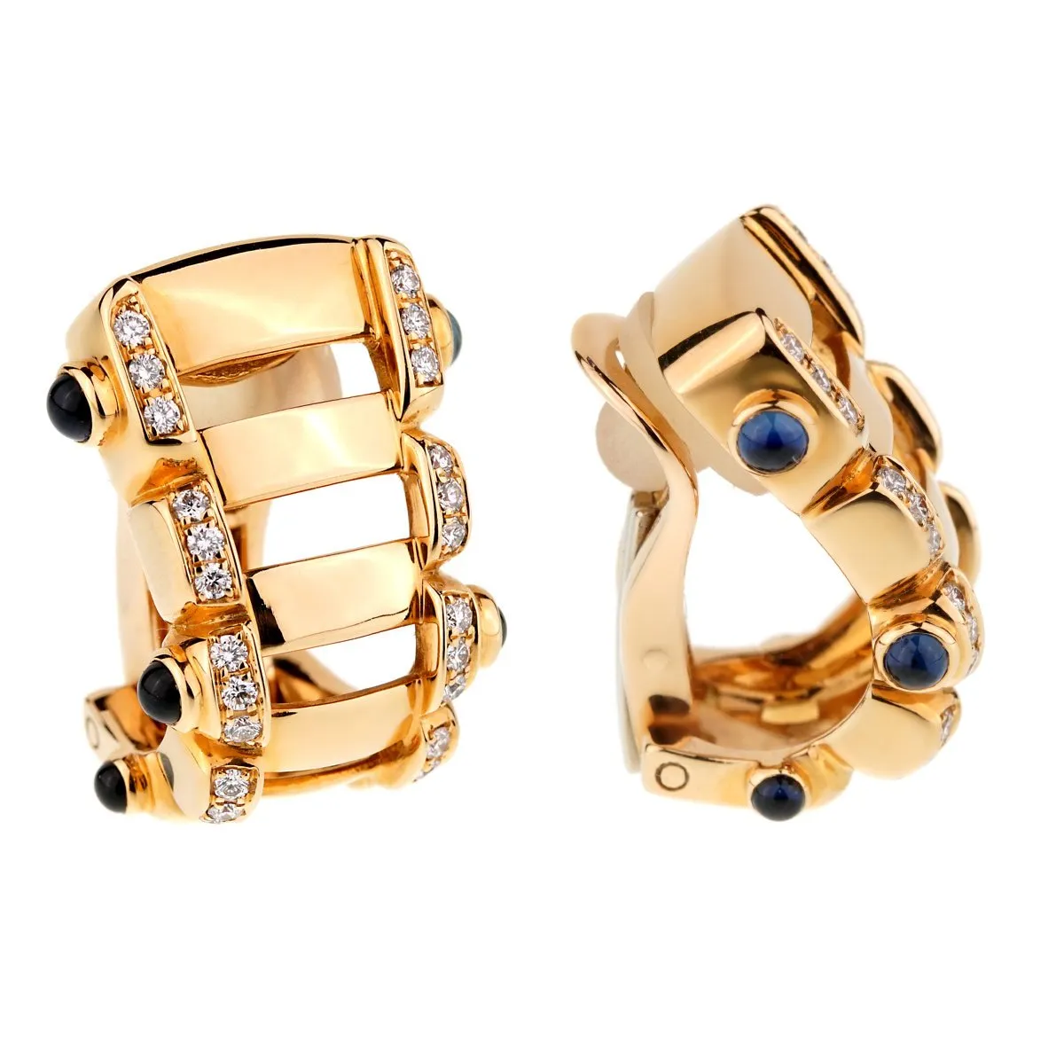 Patek Philippe Diamond Sapphire 18k Rose Gold Earrings