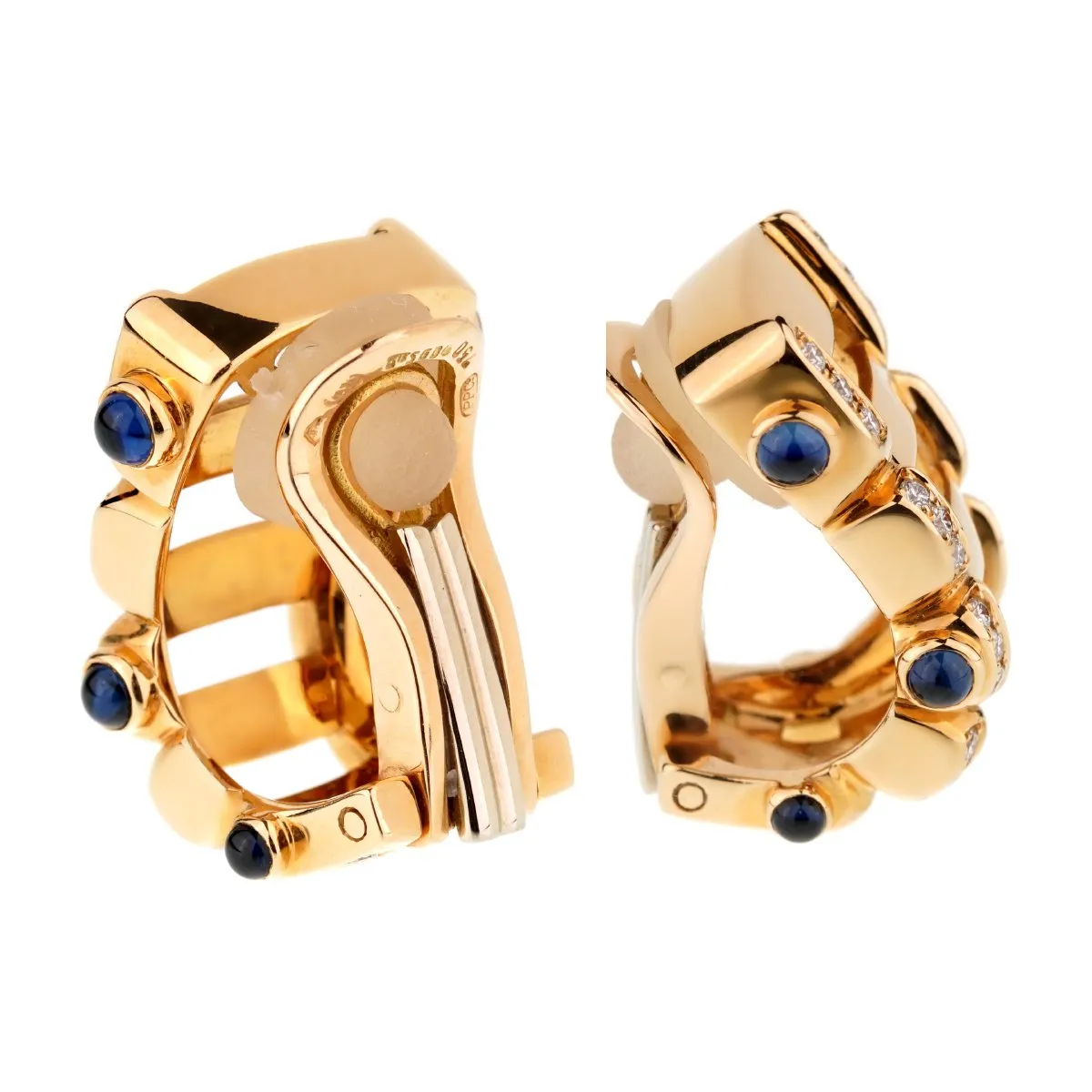 Patek Philippe Diamond Sapphire 18k Rose Gold Earrings