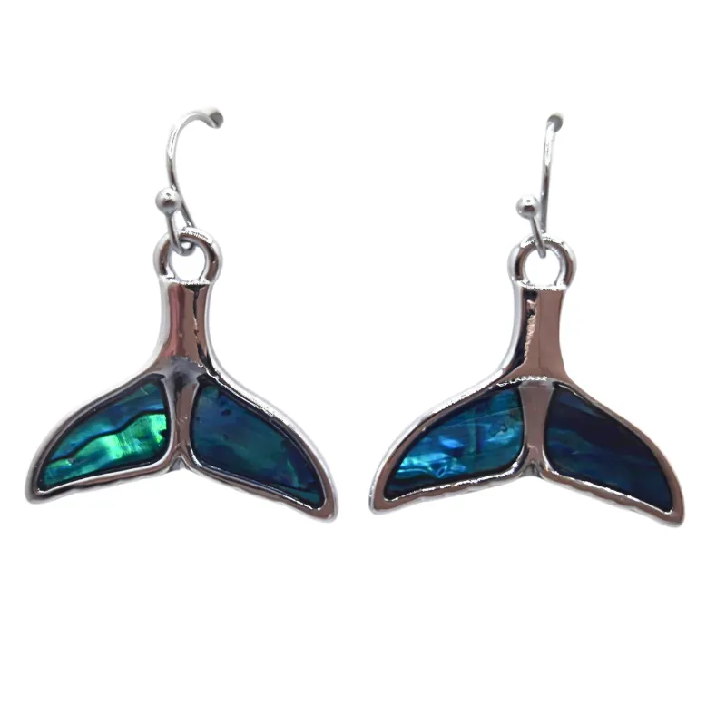 Paua Whale Tail Hook Earrings