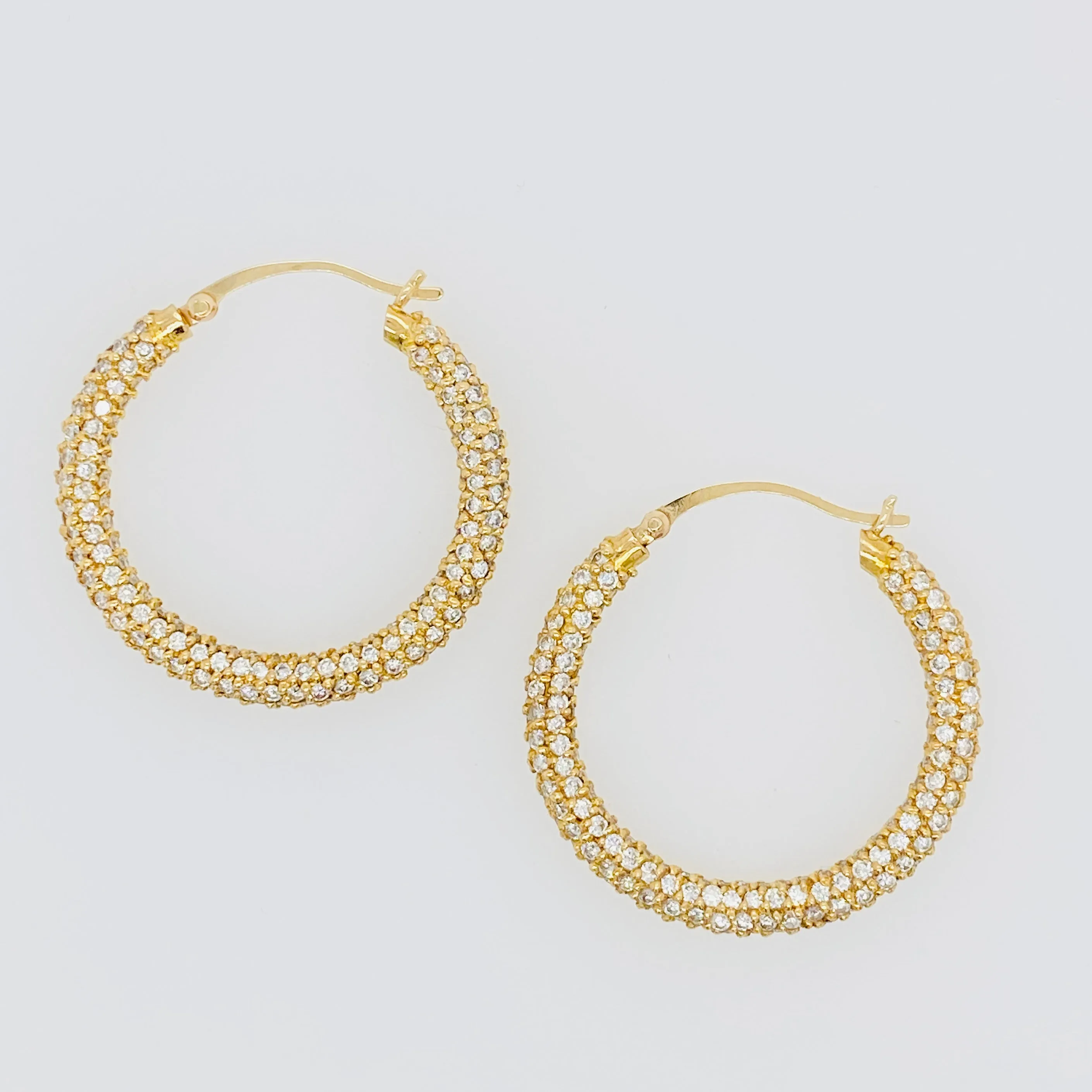Pave Diamond Hoop Earrings