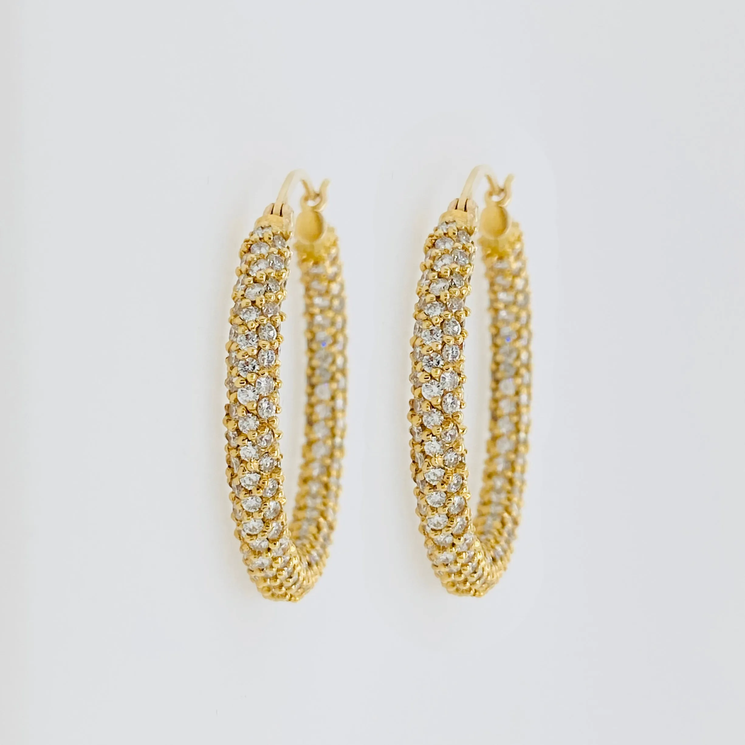 Pave Diamond Hoop Earrings