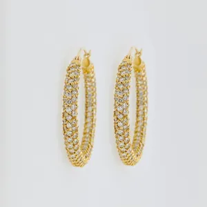 Pave Diamond Hoop Earrings