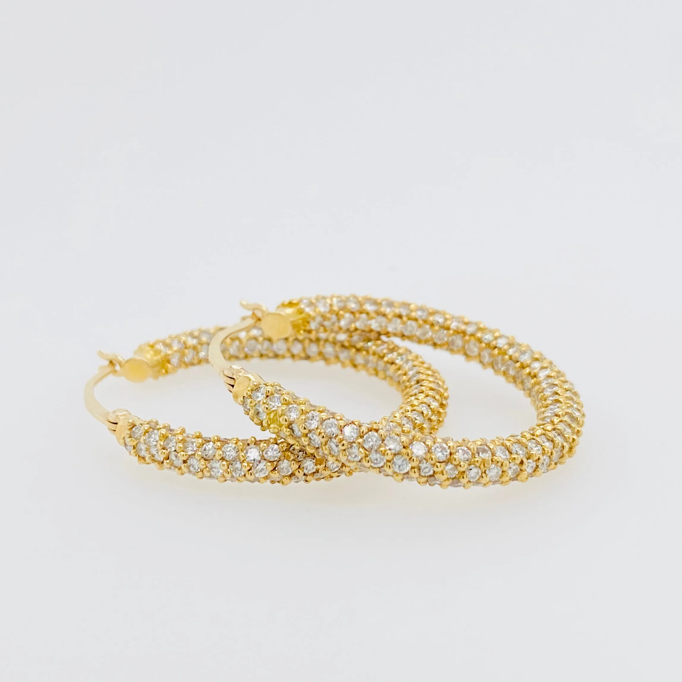 Pave Diamond Hoop Earrings
