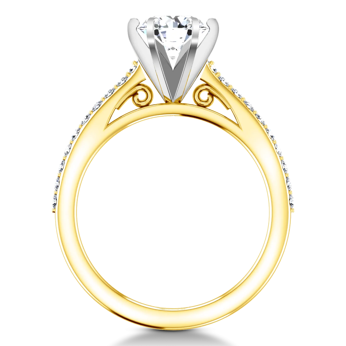 Pave Engagement Ring Juliette 14K Yellow Gold