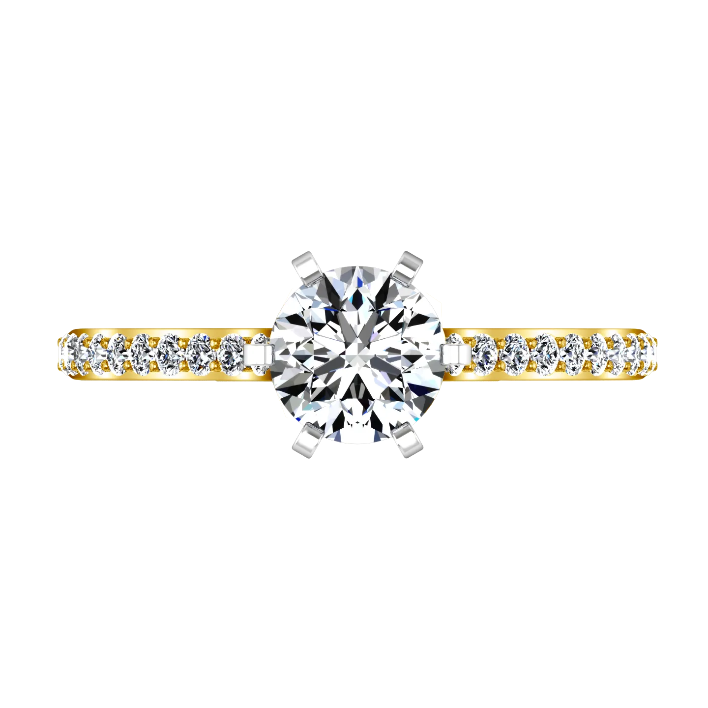 Pave Engagement Ring Juliette 14K Yellow Gold