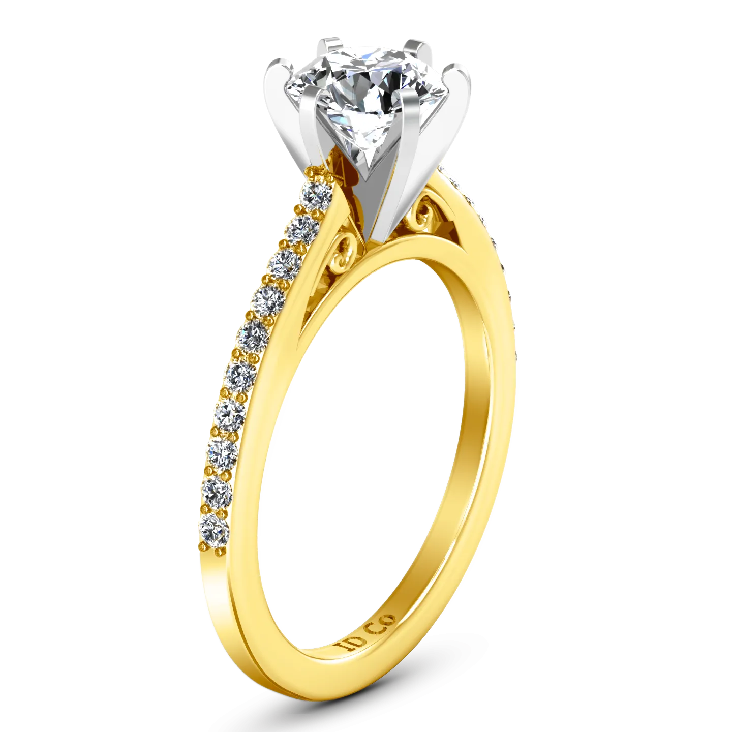 Pave Engagement Ring Juliette 14K Yellow Gold