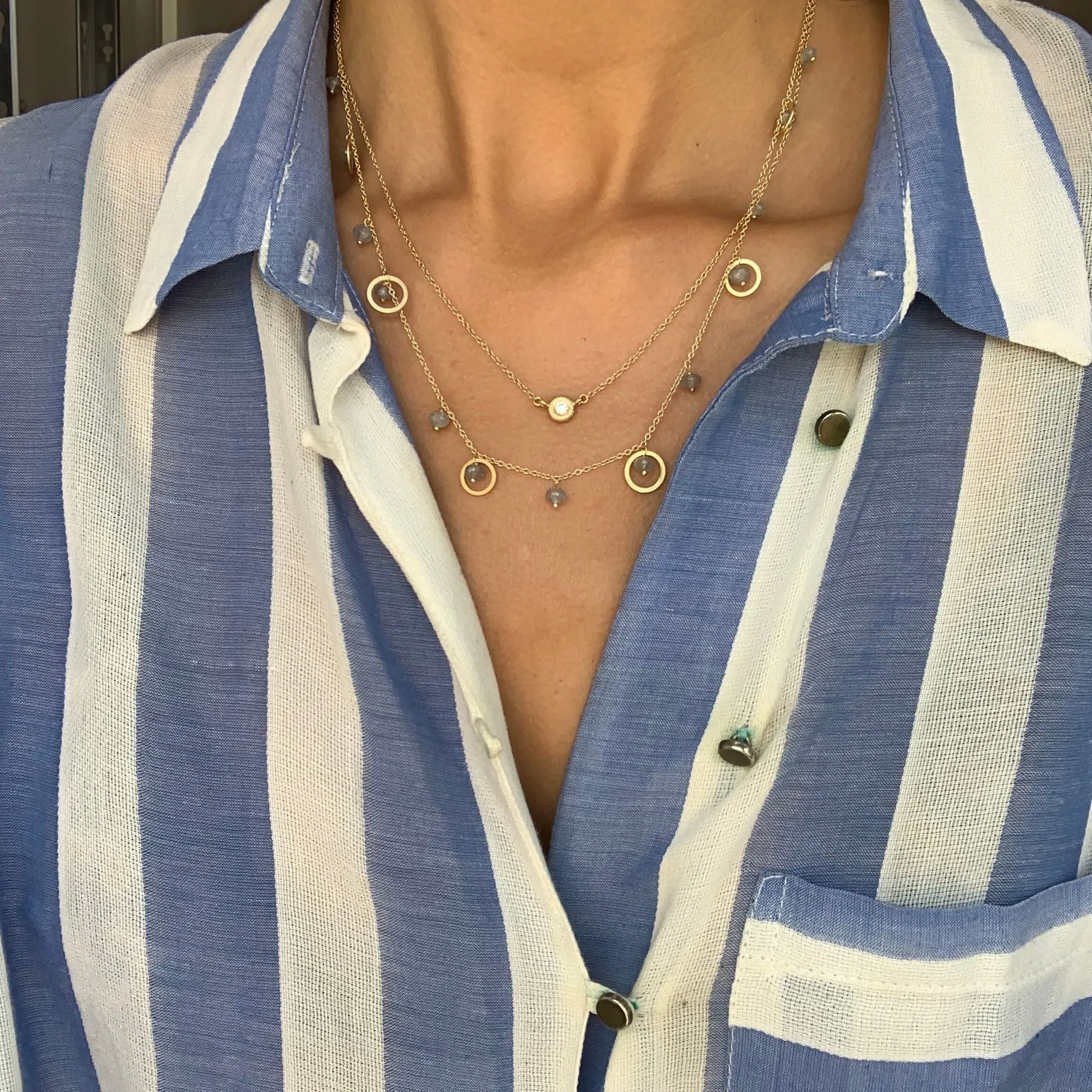 Piccolo 18K Gold Necklace w. Sapphires