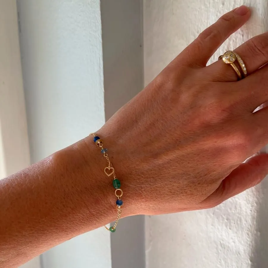 Piccolo Sea Breeze 18K Gold Bracelet w. Gemstones