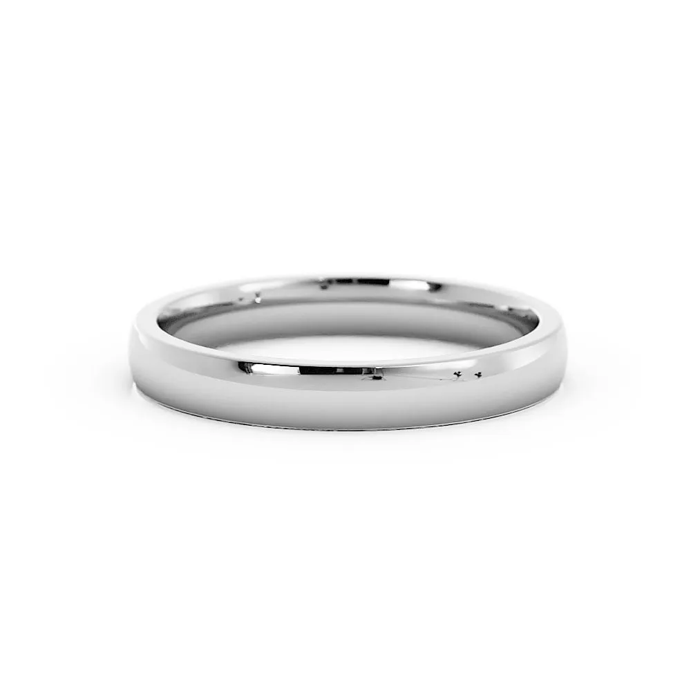 Platinum High Polish Heavy Domed 3mm Wedding Band