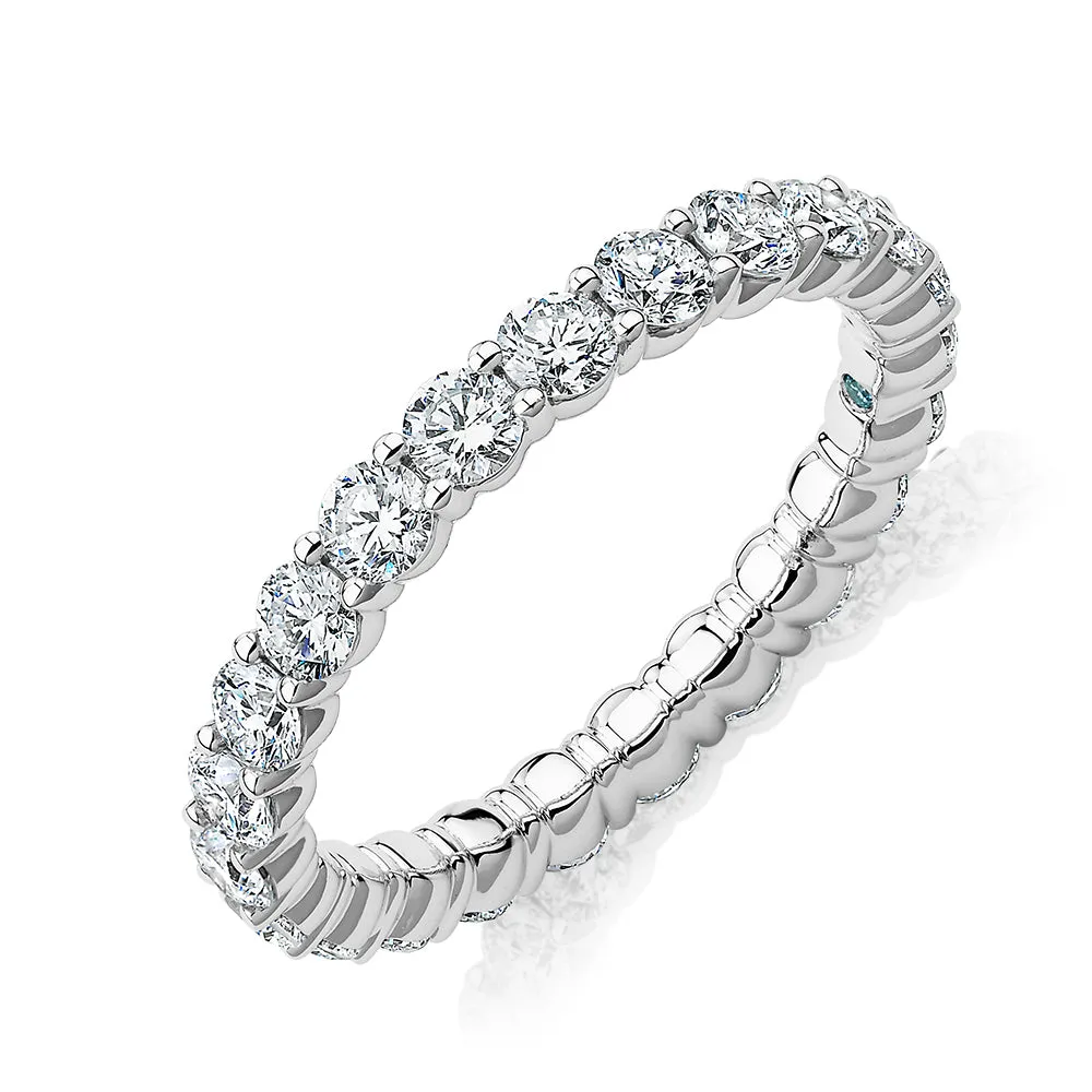 Premium Lab-Grown Diamond, 1.86 carat TW round brilliant all-rounder wedding or eternity band in 18 carat white gold