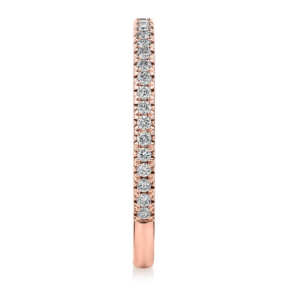Premium Laboratory Created Diamond, 0.23 carat TW round brilliant wedding or eternity band in 18 carat rose gold
