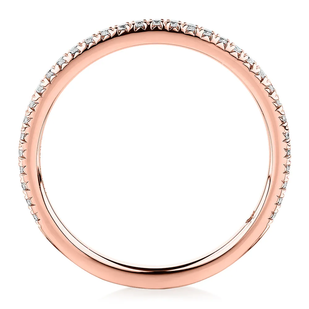 Premium Laboratory Created Diamond, 0.23 carat TW round brilliant wedding or eternity band in 18 carat rose gold