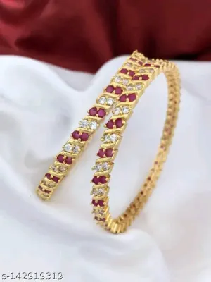 Premium Quality Microplated AD Stone Bangles for Women - Trendy and Elegant