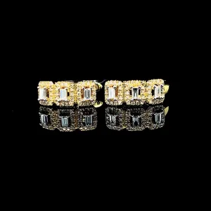 PREORDER | Golden Emerald Half Eternity Hoop Diamond Earrings 14kt