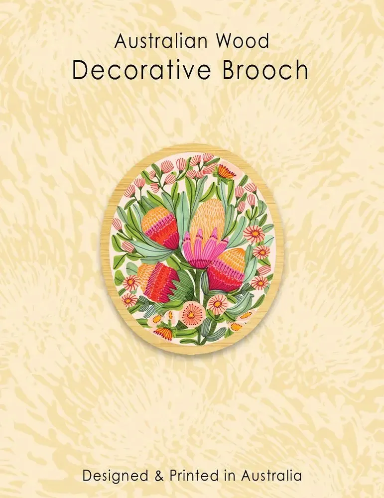 Protea Flowers Wooden Brooch