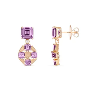 R.08® Vivant Violet Amethyst Drop Earrings | 18K Rose Gold