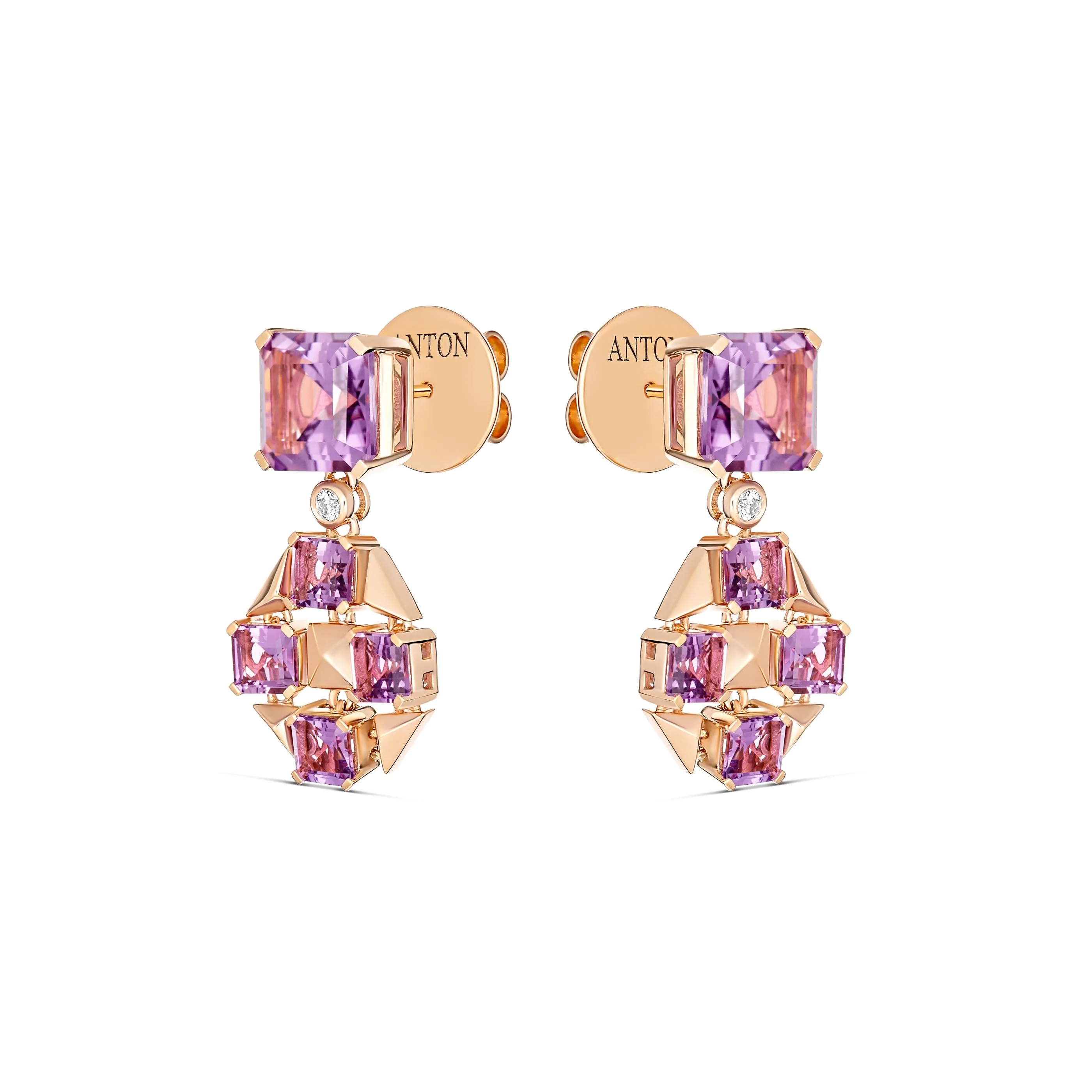 R.08® Vivant Violet Amethyst Drop Earrings | 18K Rose Gold