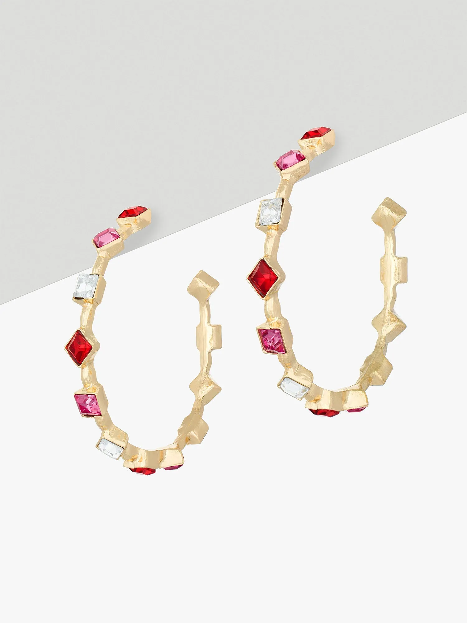 Rainbow Gemstone Hoop Earrings