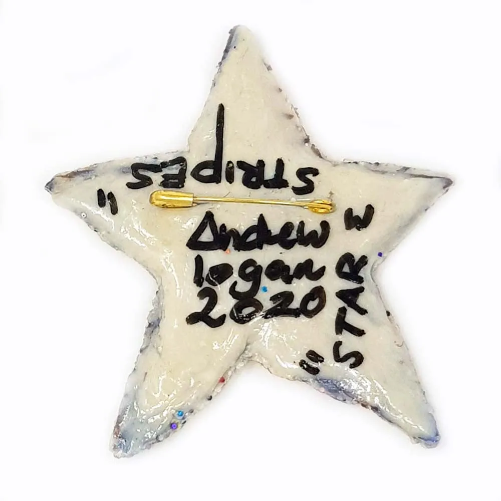 RED, WHITE AND BLUE STAR BROOCH - STAR & STRIPES