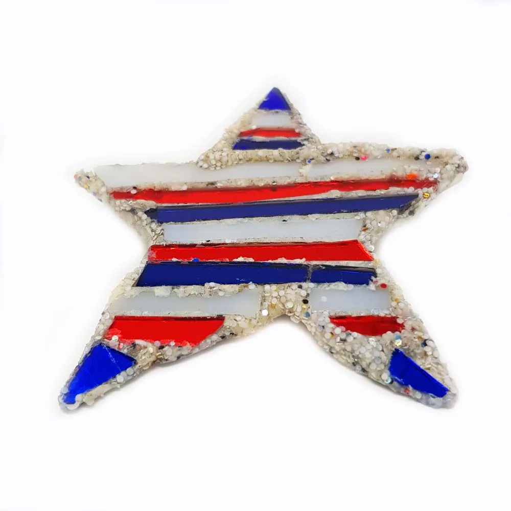 RED, WHITE AND BLUE STAR BROOCH - STAR & STRIPES