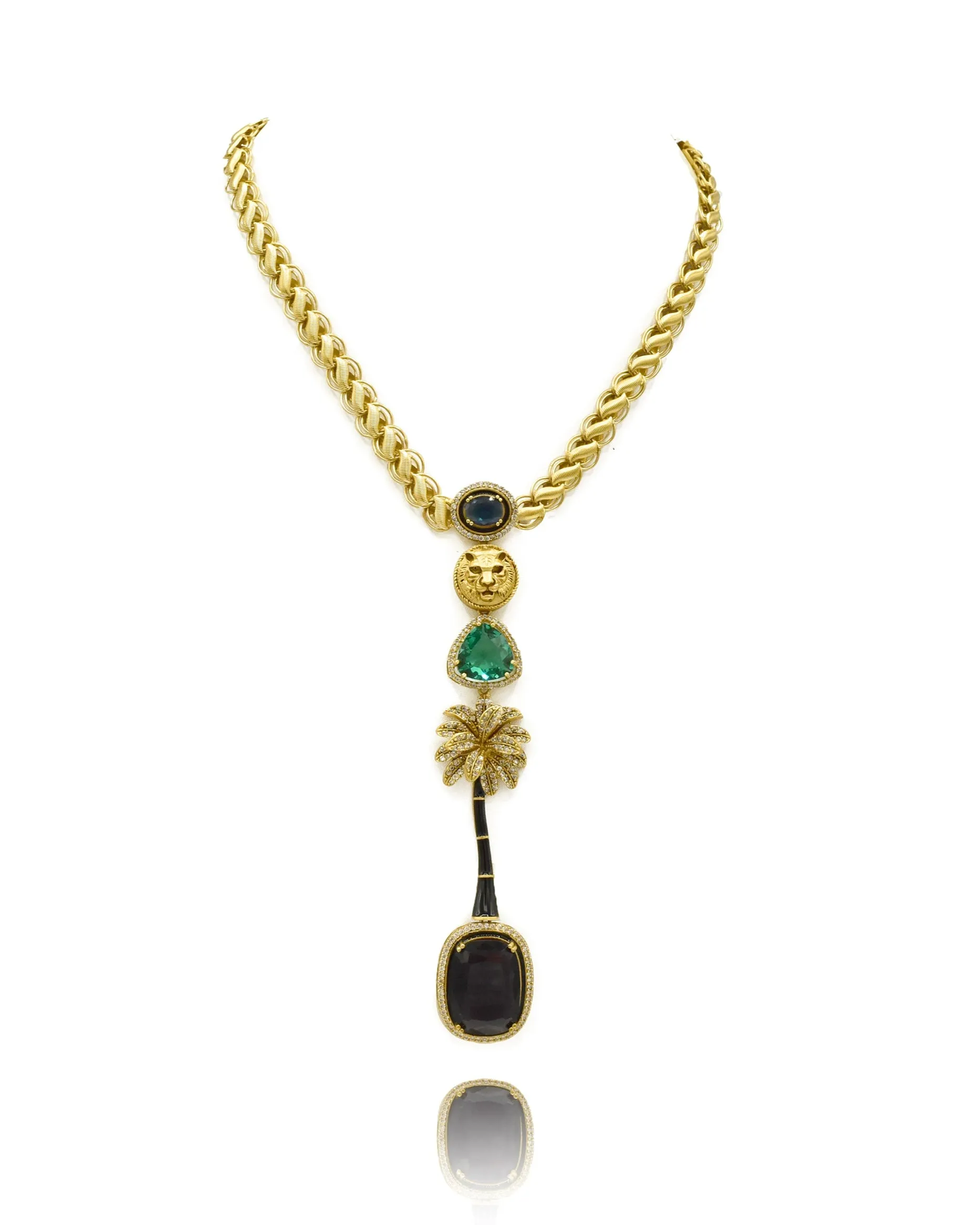 Regina Lion Palm Tree Pendant Necklace