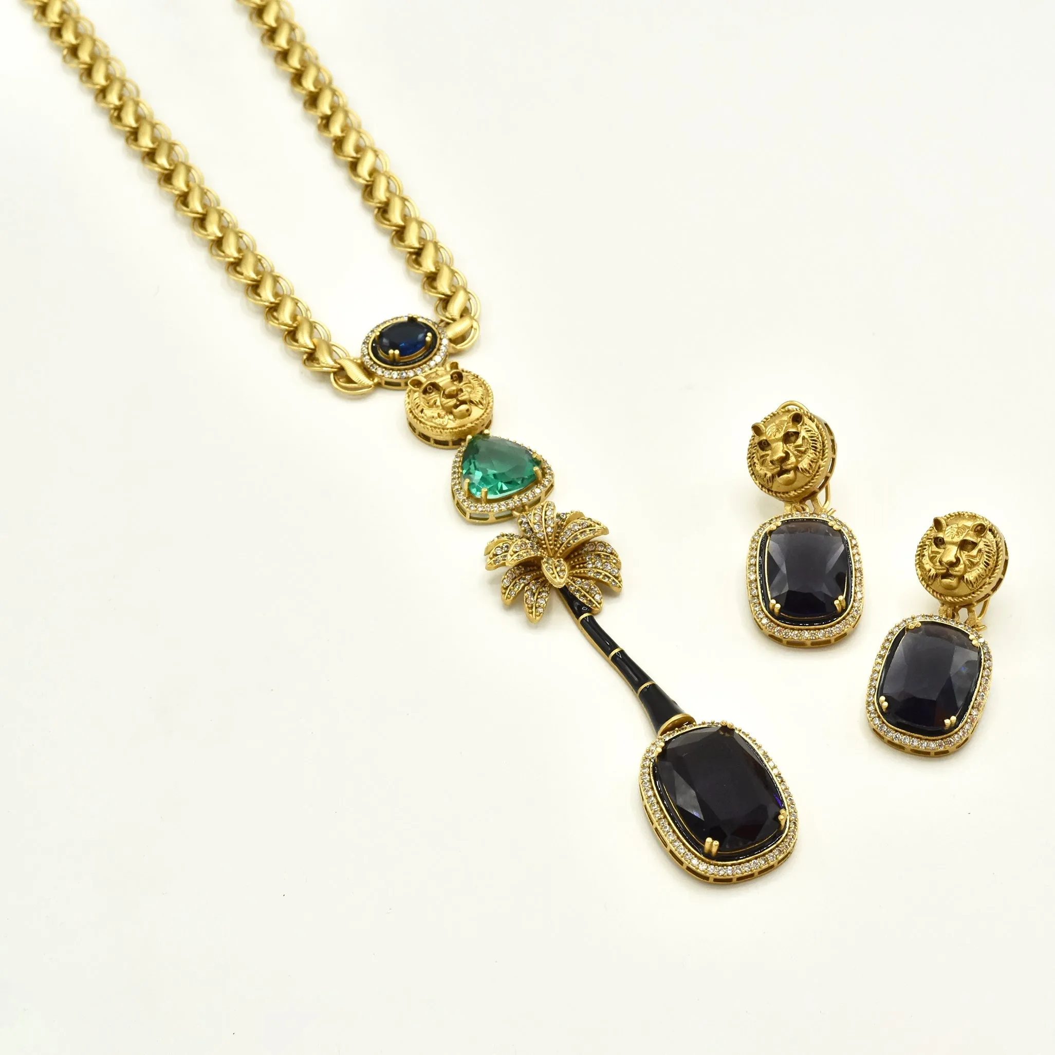 Regina Lion Palm Tree Pendant Necklace