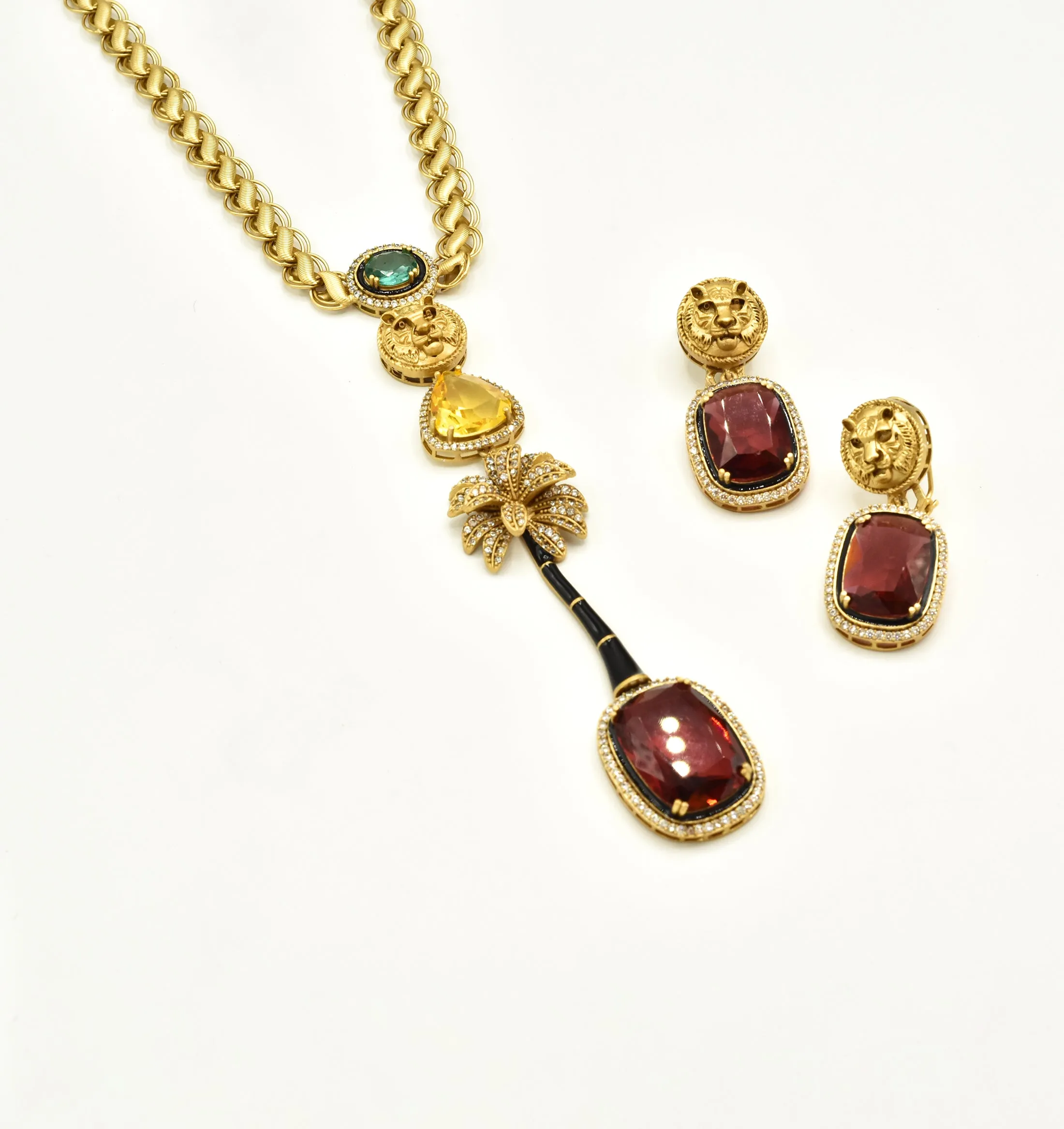 Regina Lion Palm Tree Pendant Necklace