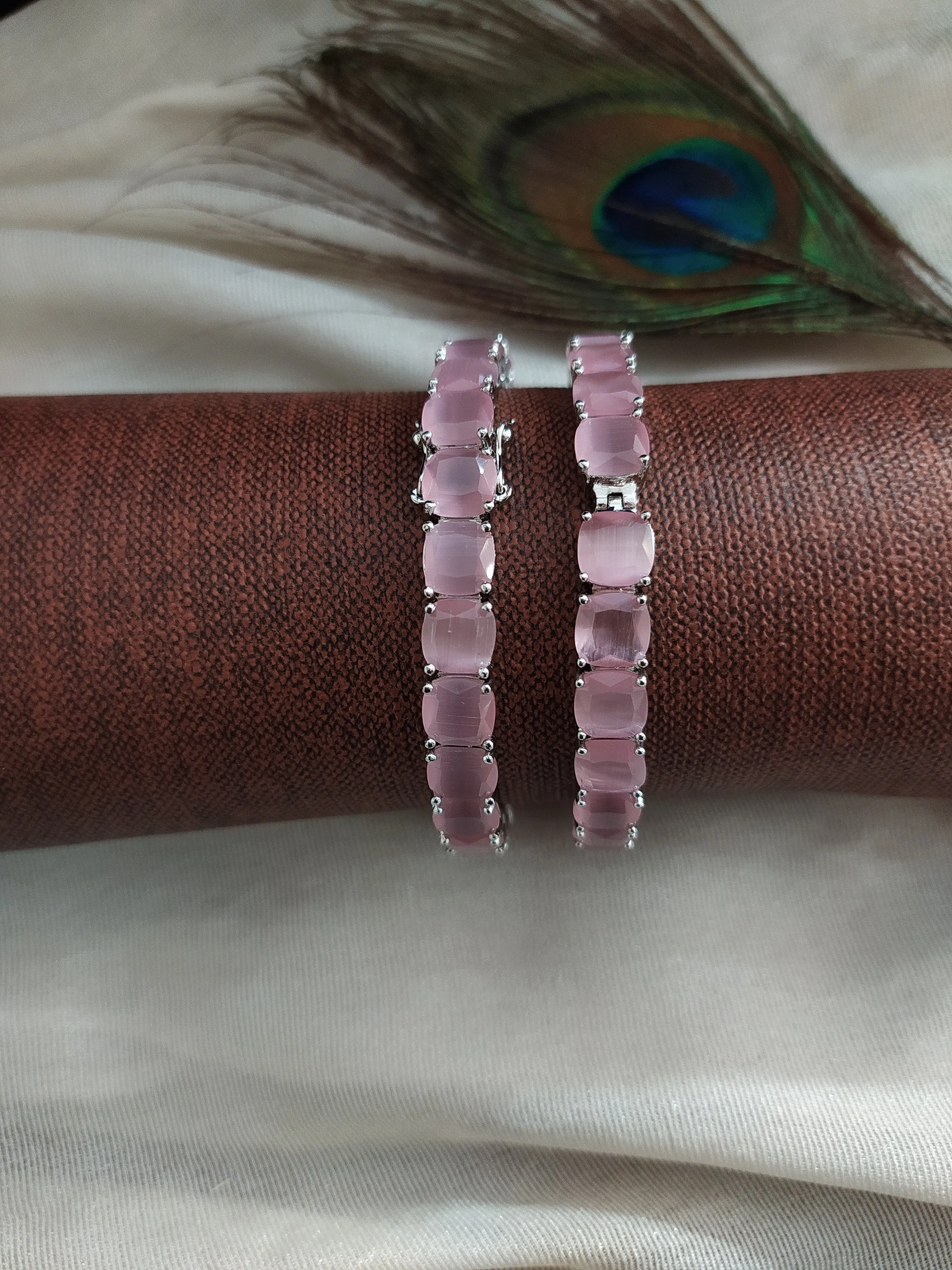 Rhodium Plated Stylish Openable Zircon Bangles