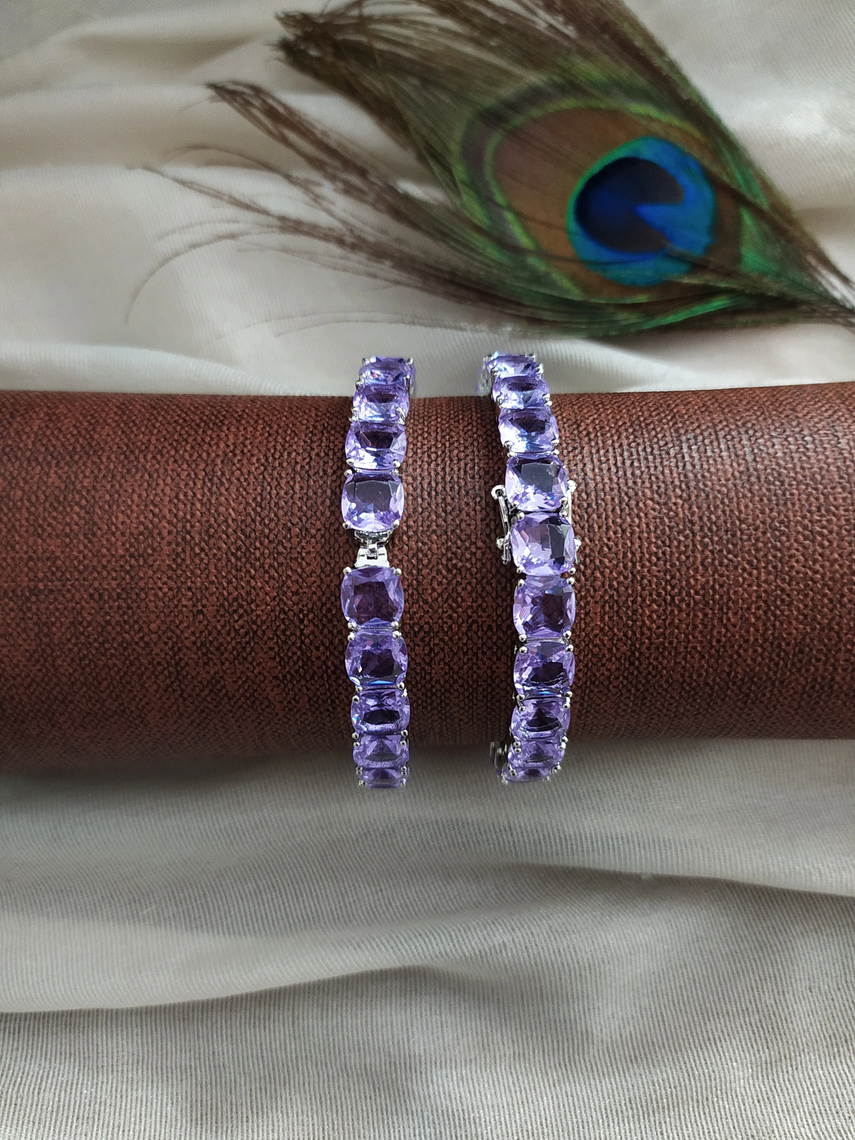 Rhodium Plated Stylish Openable Zircon Bangles