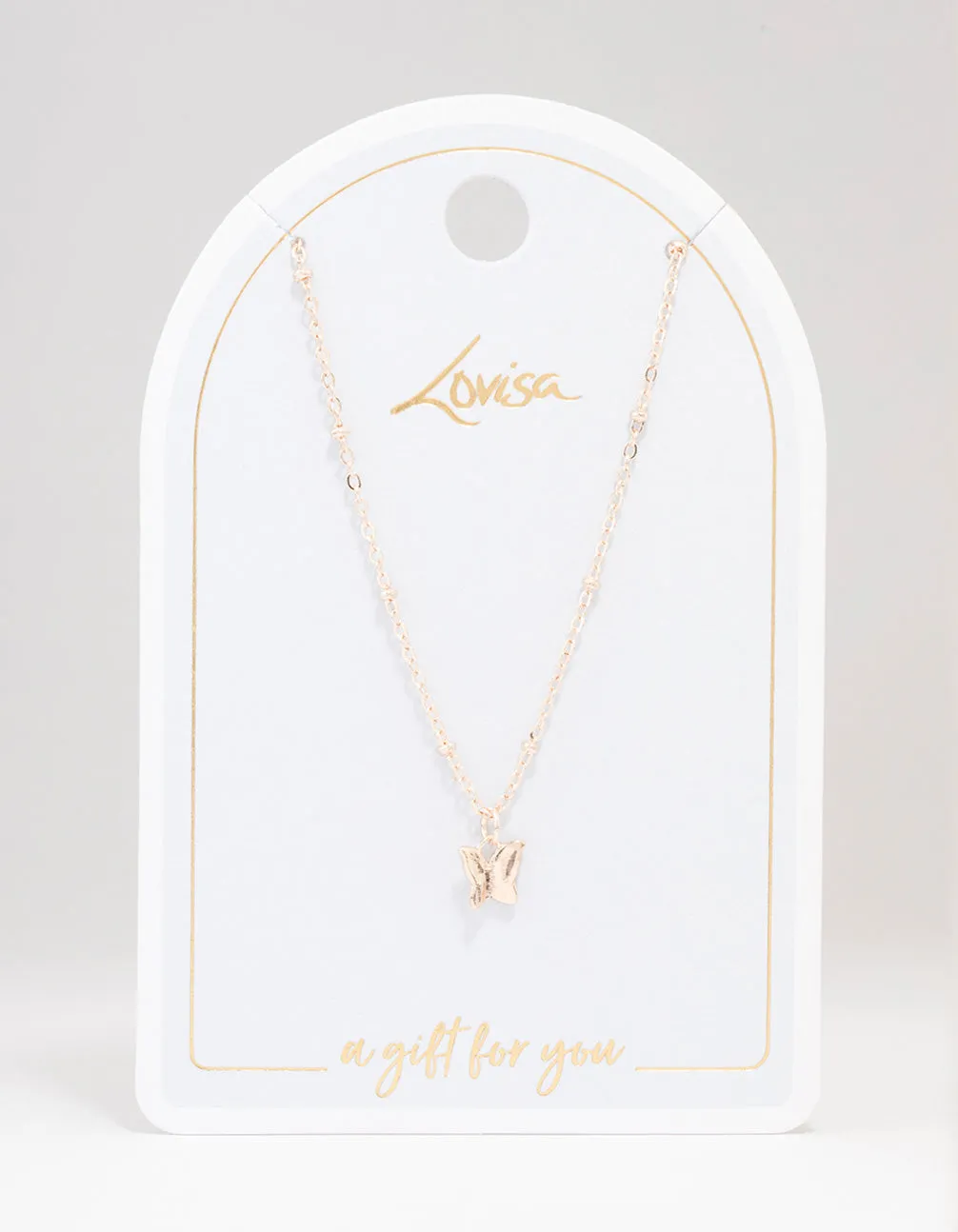 Rose Gold Mini Butterfly Pendant Necklace