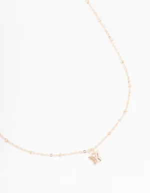 Rose Gold Mini Butterfly Pendant Necklace