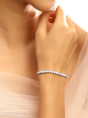 Rubans Rhodium-Plated White CubicZirconia Adjustable Pull Chain Bracelet Elegant & Stylish