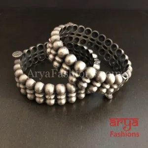 Sara Silver Oxidized Bracelet Gokhroo Bangles/ Tribal Jewelry/ Silver Ethnic Bangles