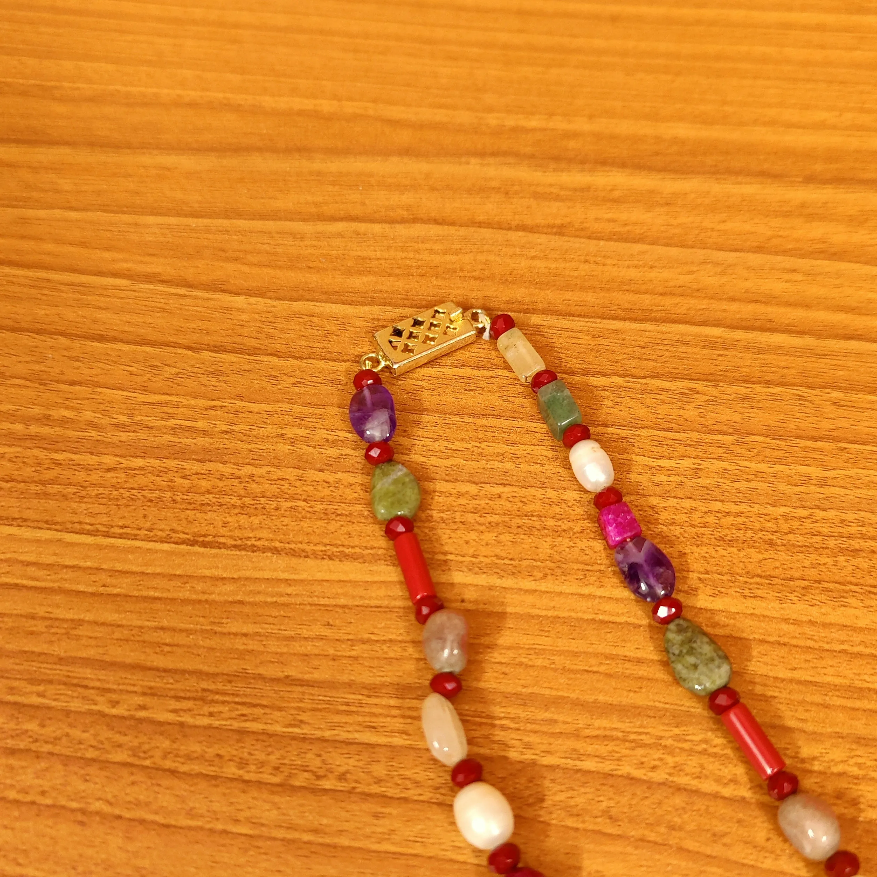 SEMI PRECIOUS GEM STONES SINGLE LINE NECKLACE