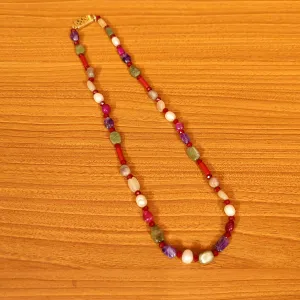 SEMI PRECIOUS GEM STONES SINGLE LINE NECKLACE