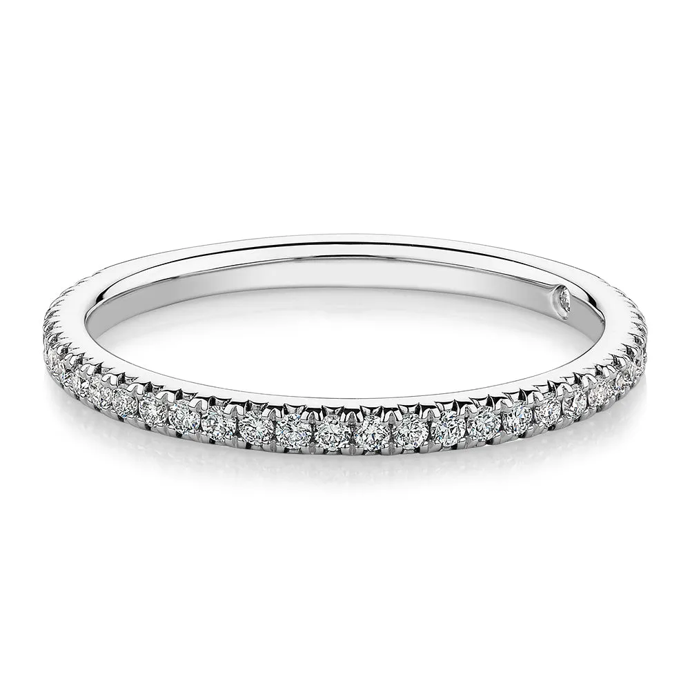 Signature Simulant Diamond 0.23 carat* TW round brilliant wedding or eternity band in 14 carat white gold