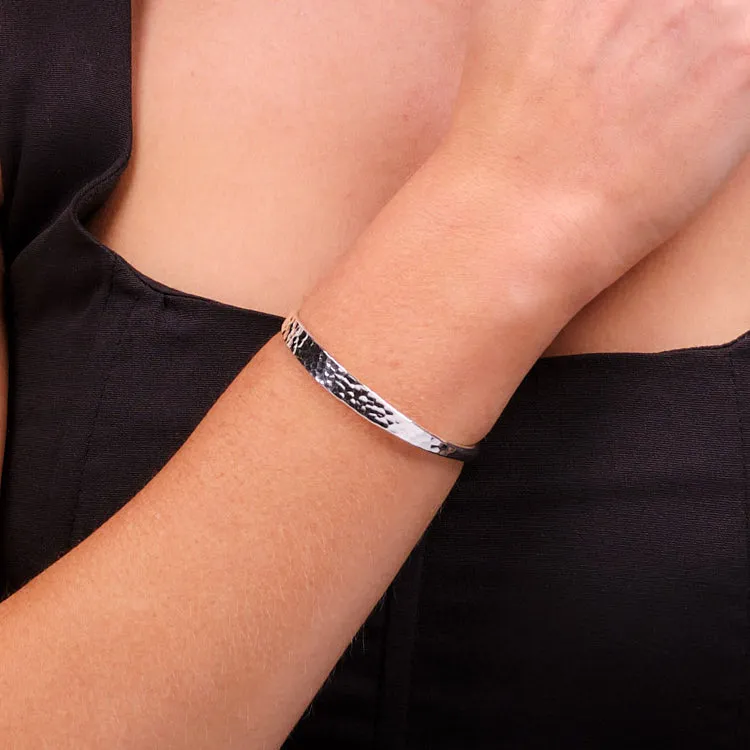 Silver Bangle Bracelet For Women and Girls | Classic 925 Silver Hammered bangle for Women