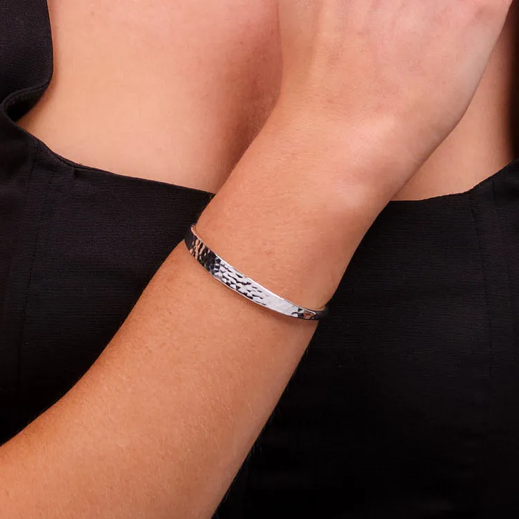 Silver Bangle Bracelet For Women and Girls | Classic 925 Silver Hammered bangle for Women