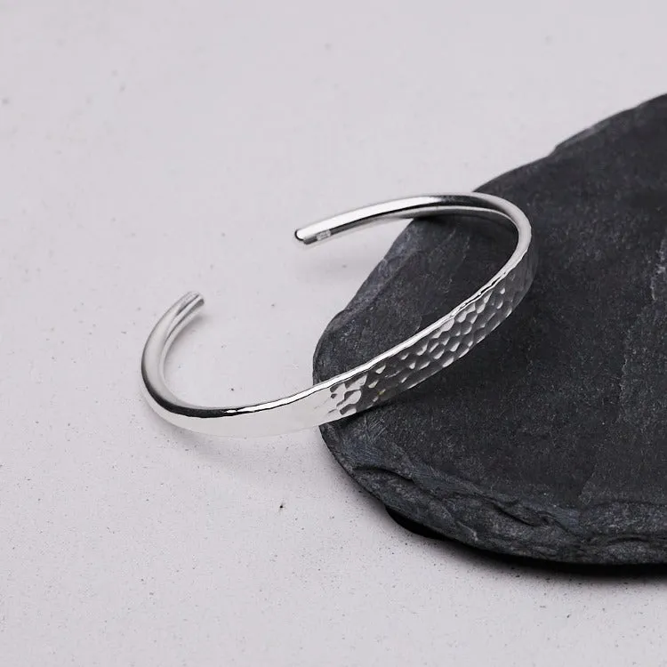 Silver Bangle Bracelet For Women and Girls | Classic 925 Silver Hammered bangle for Women