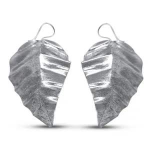 Silver Guava Leaf Drop Earrings
