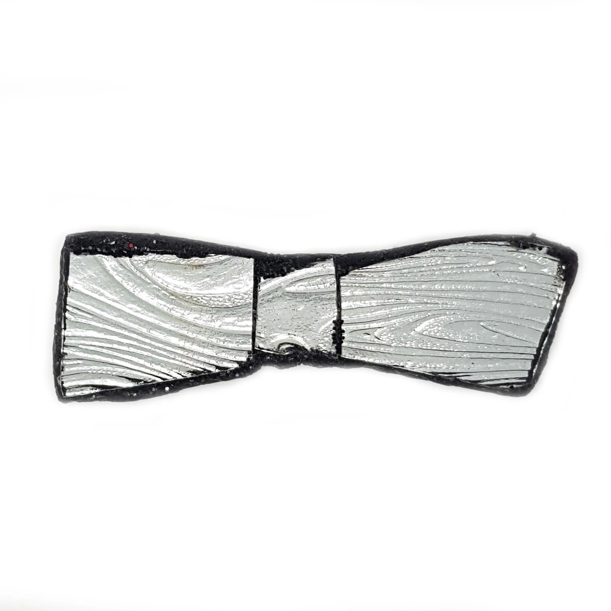 SILVER LONG BOW TIE BROOCH