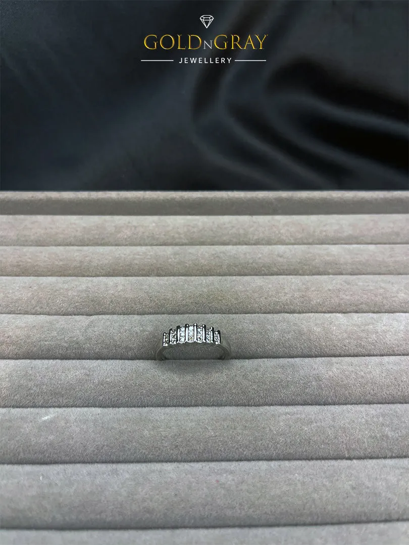 Silver Ring with Linear Artificial Diamond Bars for Women