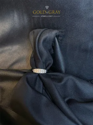 Silver Ring with Linear Artificial Diamond Bars for Women