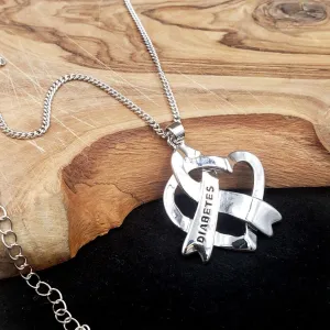 Silvertone Love Diabetes Ribbon Necklace