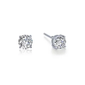 Simulated Solitaire Stud Earrings in Sterling Silver