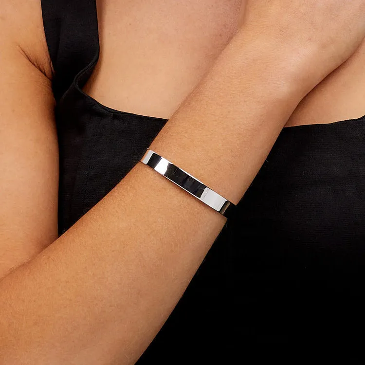 Solid Plain Silver Bangle for Men | 8mm 925 Sterling Silver Bangle bar Bracelet