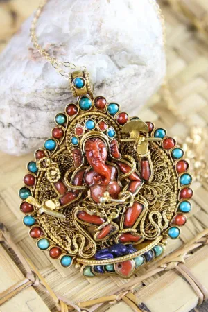 Sophisticated Thai Vermeil Ganesh Necklace