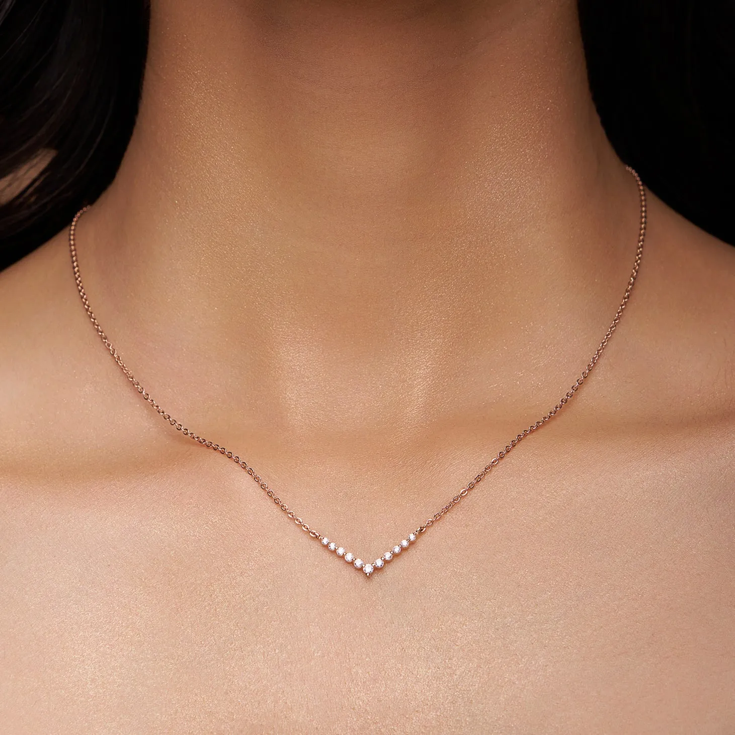 Sophisticated V-Shaped Diamond Necklace